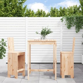 vidaXL 3 pcs conjunto de bar para jardim madeira de pinho maciça