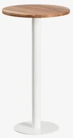 Mesa Alta De Bar Redonda Ø60 Cm Em Madeira De Acácia Xiren Madeira De Acácia - Branco - Sklum