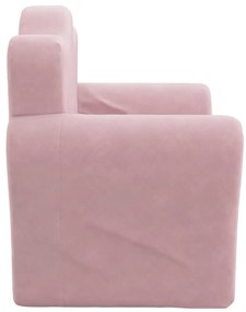 Sofá-cama infantil de pelúcia rosa