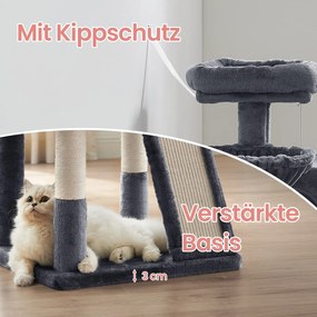Arranhador para gatos com caverna e cesto suspenso 48,1 x 48,1 x 96,1 cm cinzento escuro