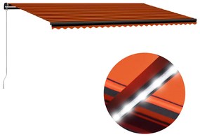 vidaXL Toldo retrátil manual com LED 600x300 cm laranja e castanho