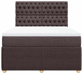 Cama com molas/colchão 160x200 cm tecido castanho-escuro