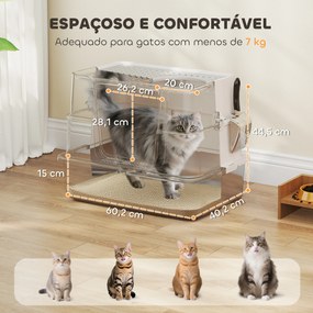 Caixa de Areia para Gatos de Aço Inoxidável XL com Tampa Abatível Entradas Altas Pá Antifugas 60,2x40,2x44,5 cm Cinza Claro