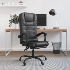 vidaXL Cadeira massagens escritório reclinável couro artificial preto