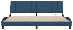 Estrutura de cama sem colchão 200x200 cm tecido azul