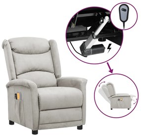 vidaXL Poltrona de massagens elétrica tecido de microfibra cinza-claro