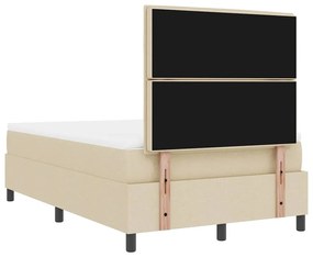 Cama com Estrado e Colchão, Luz LED, Creme, 120 x 200 cm, Tecido