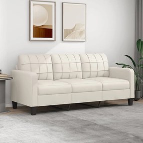 vidaXL Sofá de 3 lugares 180 cm couro artificial cor creme