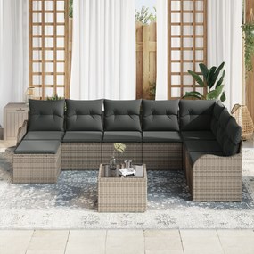 Conjunto de Sofá de Jardim com Almofadas de 8 Peças vidaXL Preto Ratta