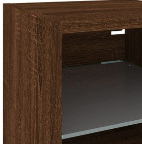 Móvel parede p/ TV c/ luzes LED 30x28,5x30cm carvalho castanho