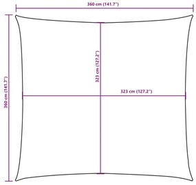 Para-sol vela tecido oxford quadrangular 3,6x3,6 m vermelho