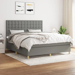 vidaXL Cama com molas/colchão 180x200 cm tecido cinzento-escuro