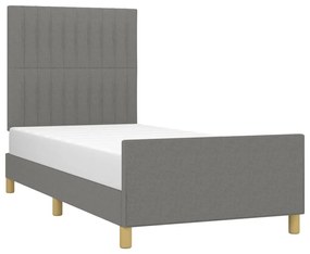 Estrutura de cama c/ cabeceira tecido 90x190 cm cinza-escuro