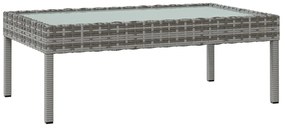 16 pcs conjunto lounge de jardim c/ almofadões vime PE cinzento