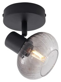 Foco de teto moderno preto com vidro fumê redondo - Teddy Moderno