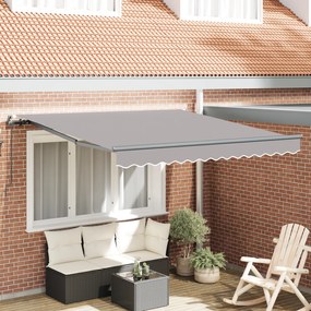 vidaXL Toldo Retrátil Manual Cinza Claro 350x250 cm