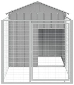 Casota para cães com parque aço galvanizado cinzento-claro