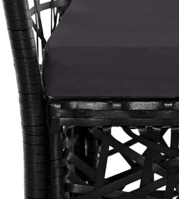 5 pcs conjunto de jantar para jardim vime PE preto