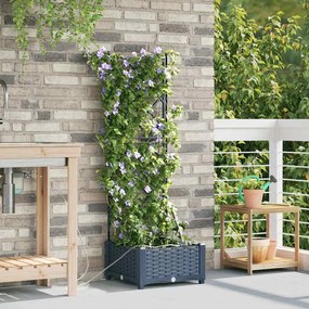 vidaXL Vaso de Jardim Treliça Cinzeto 40 x 40 x 126cm Plástico