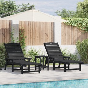 Espreguiçadeiras 2 pcs Pretas 162x53x98,5 cm HDPE, vidaXL Espreguiçade