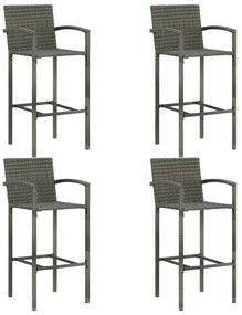 5 pcs conjunto de bar para jardim vime PE cinzento
