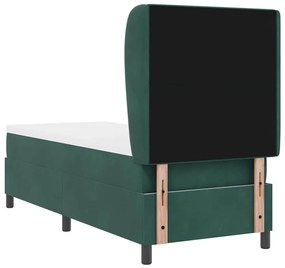 Cama com Estrado e Colchão Verde Escuro 80x200 cm - Veludo