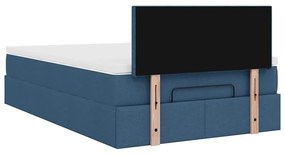 Cama otomana com colchão 120x200 cm tecido azul