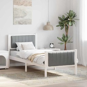 vidaXL Estrutura da cama Branco e cinza claro 75 x 190 cm