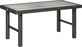 Outsunny Mesa de Centro de Jardim Retangular com Tampo SPC Efeito Madeira em Metal 100x52x46 cm Preto | Aosom Portugal