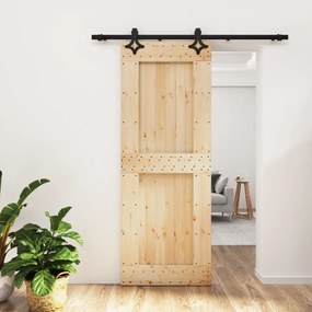 VidaXL Porta de correr com ferragens 80x210 cm madeira de pinho maciça