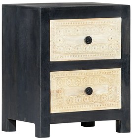 Mesa cabeceira esculpida mão 40x30x50cm madeira mangueira cinza