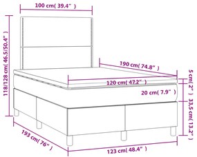 Cama boxspring com colchão 120x190 cm veludo cinzento-escuro