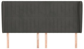 Cabeceira cama c/ abas veludo 203x23x118/128 cm cinzento-escuro