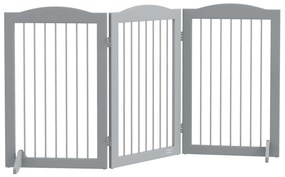 PawHut Barreira de Segurança para Cães Barreira de Segurança para Escadas e Portas Dobrável com Suporte de Pé 154x30x80cm Cinzento | Aosom Portugal