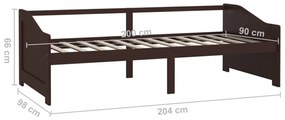 Sofá-cama de 3 lugares 90x200 cm pinho maciço castanho-escuro
