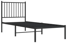 Estrutura de cama com cabeceira 75x190 cm metal preto