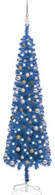 vidaXL Árvore de Natal pré-iluminada fina com bolas 240 cm azul