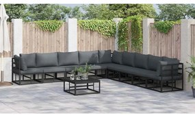 Conjunto de Sofá de Jardim 9 pcs Preto 353 x 353 x 71 cm