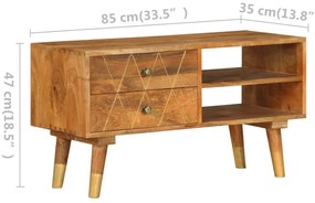 Móvel de TV 85x35x47 cm madeira de mangueira maciça