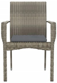 Cadeiras de jardim c/ almofadões 2 pcs vime PE cinzento
