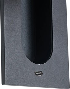 Conjunto de 2 candeeiros de parede modernos pretos com LED e porta USB-C - Hilton