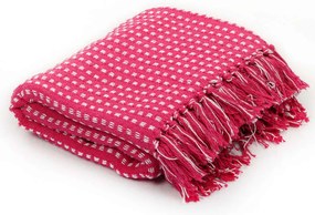 Manta em algodão aos quadrados 160x210 cm rosa