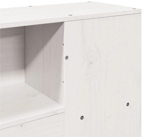 Cabeceira com arrumação 140 cm madeira de pinho maciça branco