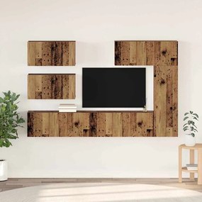 Conjunto de móvel de TV 6 pcs Madeira antiga 30.5 x 30 x 90 cm