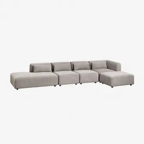 Sofá Modular De Canto Em 4 Peças Com Chaise Longue À Esquerda E Puff Fogler Bombazina Cinzento Toupeira Claro - Sklum