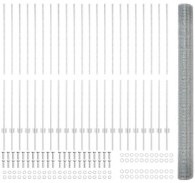 Cerca de Arame Soldado com 44 Postes U Prateado 1,5x50 m Aço
