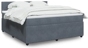 Cama com molas/colchão 180x200 cm veludo cinzento-escuro