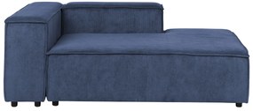 Sofá de canto modular 2 lugares com repousa-pés em bombazine azul escuro à esquerda APRICA Beliani