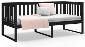 Sofá-cama 90x190 cm madeira de pinho maciça preto