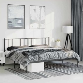 Estrutura de cama com cabeceira 193x203 cm metal preto